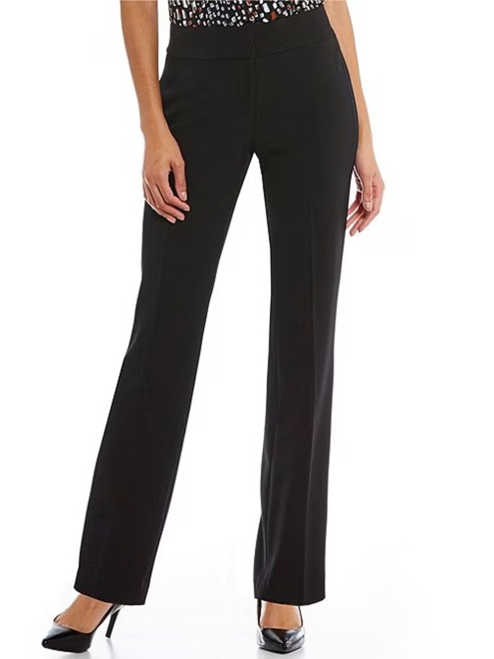 NWT Kasper Dress Pants Women's Size 16W Classic Black Straight Leg Side Zipper